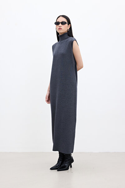 Manuka High Collar Sleeveless Knitwear Dress - Anthracite
