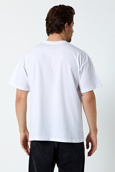 COMBİNE MİCHAİL Μπλουζάκι Unisex White Printed Crew Neck Oversize