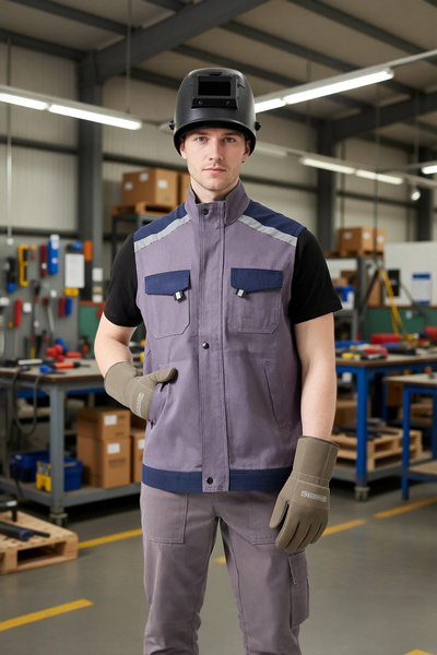 PayBuy Work Vest Greyblue Gabardine Summer Multi-Pocket Blaze Lightweight Breathable