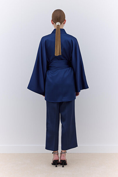 Manuka Μπλε μπλέ σατέν κιμονό