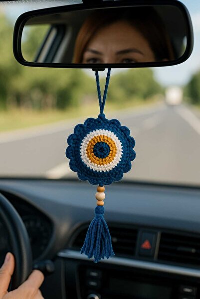 MODA زينة مرآة الرؤية الخلفية للسيارة على شكل أميجورومي وسلسلة مفاتيح وحامل ح...