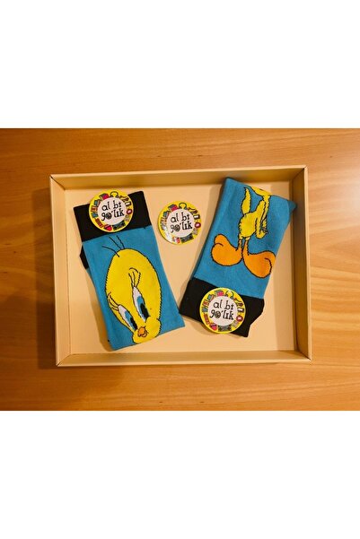 AL Bİ 90LIK Tweety Patterned Colorful Cotton Socks