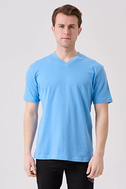 PayBuy Μπλουζάκι με λαιμόκοψη σε σχήμα V από 100% βαμβακερό χτενισμένο βαμβάκι Is Gvenligi Galanthus που αναπνέει Άνετο και κομψό σχέδιο