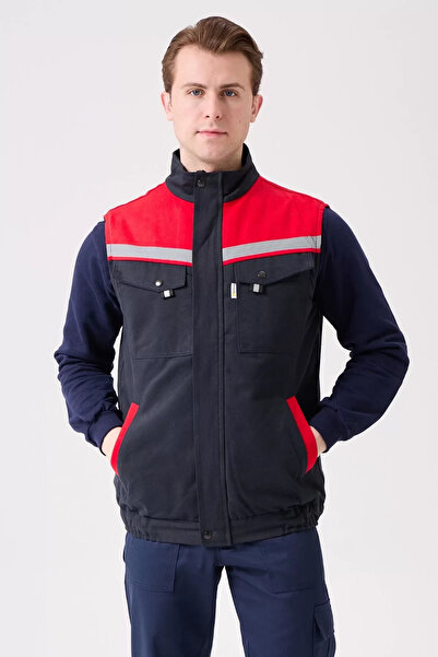 PayBuy Winter Work Vest Greyred Gabardine Multi-Pocket Royal Warm Holder Windproof Reflective