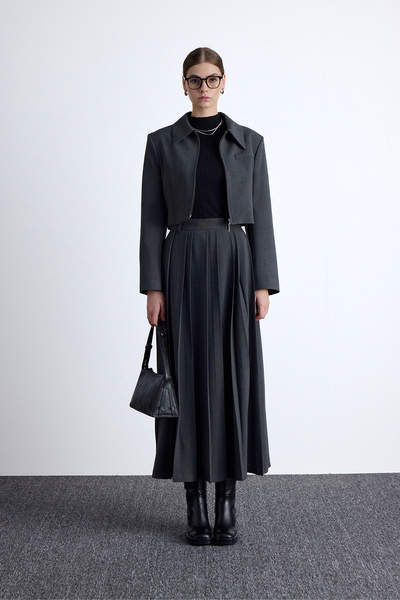 Manuka GENİŞ PİLELİ ETEK ANTRASİT