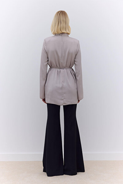 Manuka Silver Colored Satin Tunic - Wide Sleeve Design