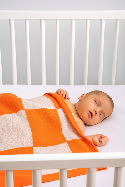 Sebir Moda Checkered Patterned Knitwear Baby Blanket 90X90Cm