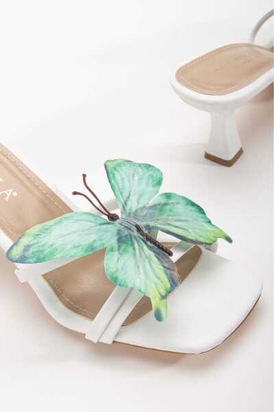 CHICELLA Lepi Elegant Thin Heeled Slippers with Colorful Butterfly Accessories