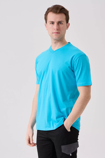 PayBuy Μπλουζάκι με λαιμόκοψη σε σχήμα V από 100% βαμβακερό χτενισμένο βαμβάκι Is Gvenligi Galanthus που αναπνέει Άνετο και κομψό σχέδιο