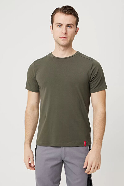 PayBuy Ανδρικό καλοκαιρινό μπλουζάκι Armadillo Kaki Cotton Allium Basic πουκάμισο που αναπνέει Άνετο κομμένο