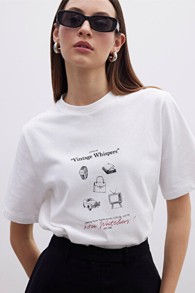 Manuka Vintage Whispers - Oversize κοντομάνικο T-shirt με στάμπα