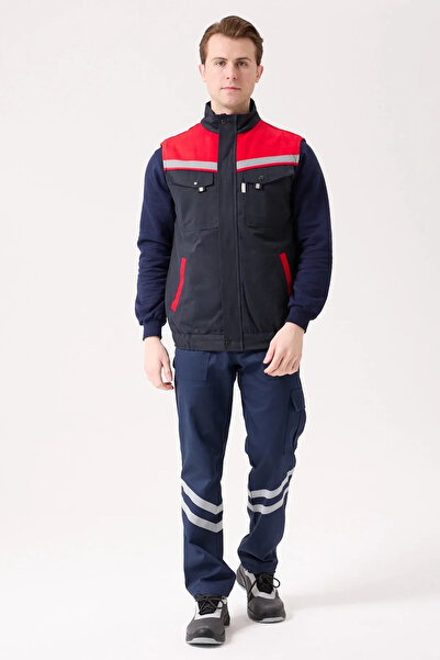 PayBuy Winter Work Vest Greyred Gabardine Multi-Pocket Royal Warm Holder Windproof Reflective