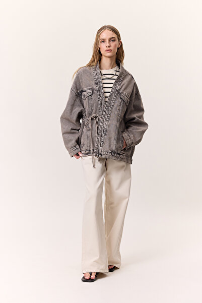 Manuka Anthracite Colored Kimono Style Denim Jacket
