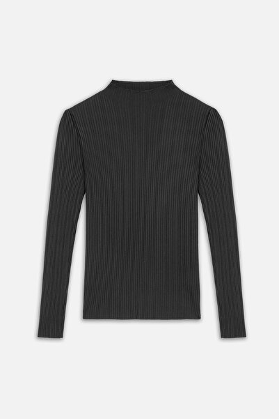 Manuka Anthracite High Collar Knitwear Blouse