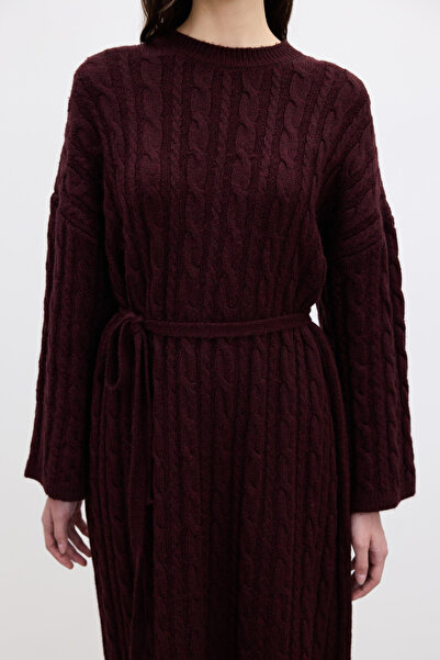 Manuka Burgundy Knitwear Dress - Hair Braided Design