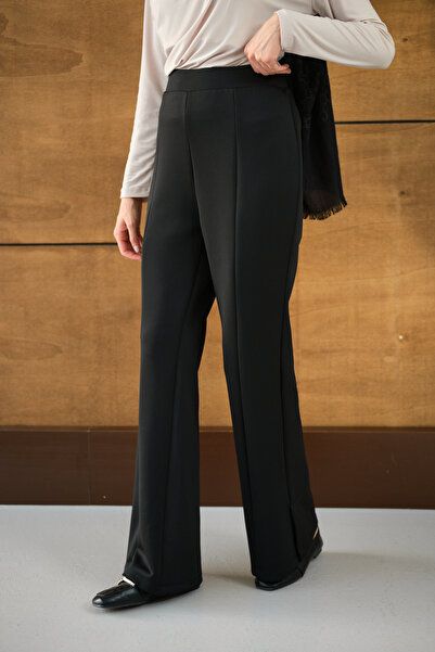 LOCCO Pantaloni negri pentru damă Scuba - cu țevi