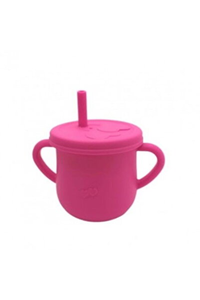 Empria Cana din silicon cu capac si pai, pentru bebelusi, Empria, Roz, diversificare bebe