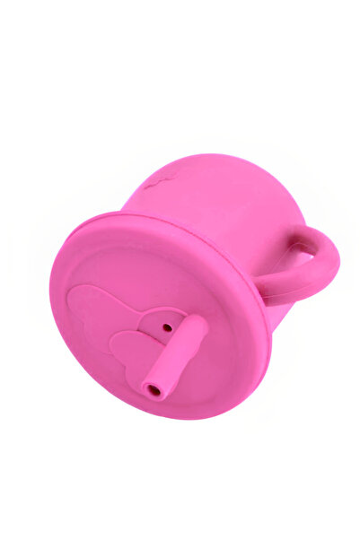 Empria Cana din silicon cu capac si pai, pentru bebelusi, Empria, Roz, diversificare bebe