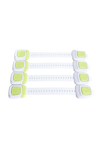 Empria Set 4 sigurante flexibile cu incuietoare dubla pt usi si sertare, 25 cm, Verde/Alb, protectii bebe