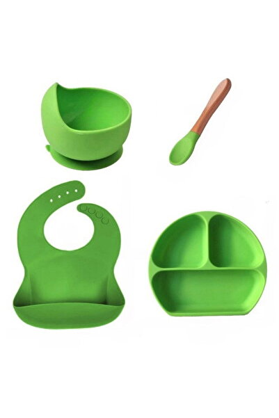 Empria Set diversificare bebelusi, 4 piese, silicon BPA free, Empria, Verde, diversificare bebe