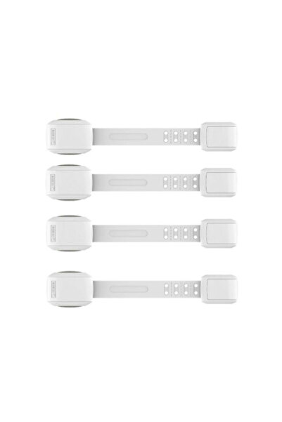 Empria Set of 4 adjustable safety pins, with double locking mechanism, 22.5 x 4.2 cm, white