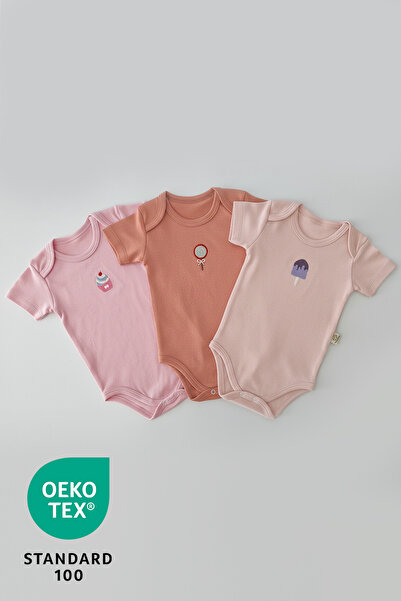 Luppinos طقم ملابس أطفال مطرزة من القطن بنسبة 100% مكون من 3 قطع من كاندي