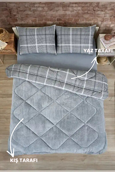 Sudemhome Double Lux Welsoft Elite Quilt - Soft Fleece and Pillowcase Sapphire Gray