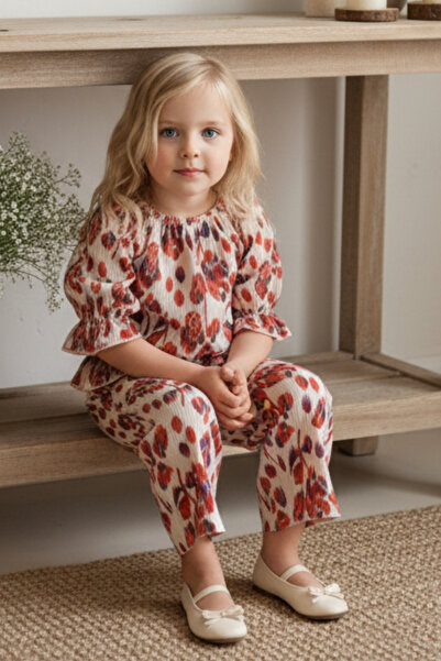 Parla Kids Girl's Floral Orange Bottom Top Set