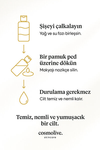 Cosmolive Çift Fazlı Makyaj Temizleyici 390 ml | Yüz Temizleyici | Hyalüronik Asit & Aloe Vera