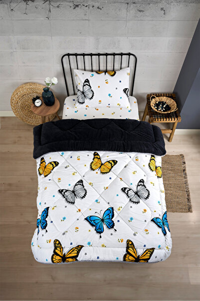 Sudemhome Single Double Sided Luxury Welsoft Elite Quilt Soft Fleece Quilt and Pillow Case Butterfly Smoked