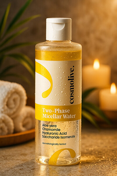 Cosmolive Çift Fazlı Makyaj Temizleyici 390 ml | Yüz Temizleyici | Hyalüronik Asit & Aloe Vera