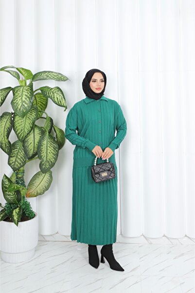 NİSUM MODA بدلة تنورة مطوي مع سترة