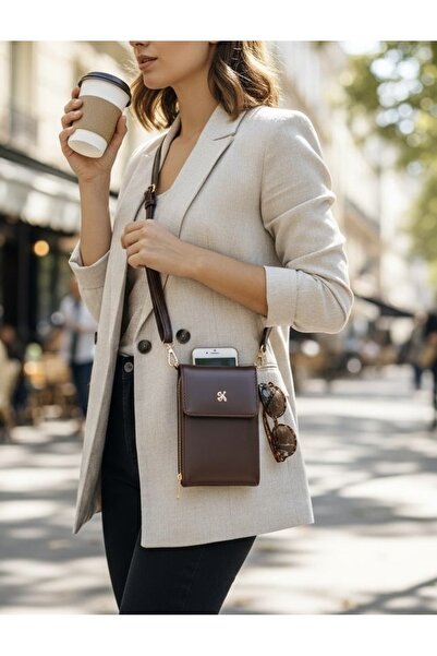 Universal Acı Kahverengi Kadın Çapraz Askılı Cüzdan Çanta