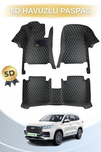 Miren Chery Tiggo 8 Pro 2023 7 Kişili Uyumlu 5d Havuzlu Suni Deri Oto Paspas ...