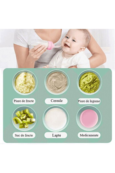 Empria Lingurita de silicon cu rezervor pentru hrana solida, diversificare bebe, Empria, Roz