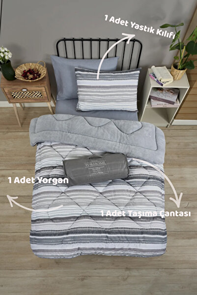 Sudemhome Single Double Sided Luxury Welsoft Elite Quilt Soft Fleece Quilt and Pillow Case Tasel Gray
