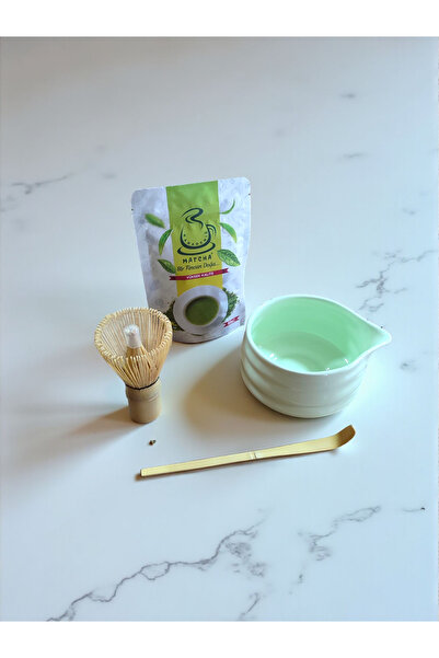 Karadeniz Matcha طقم سيراميك شاي ماتشا مع ويسك الخيزران وملعقة الخيزران - ماتشا نقية