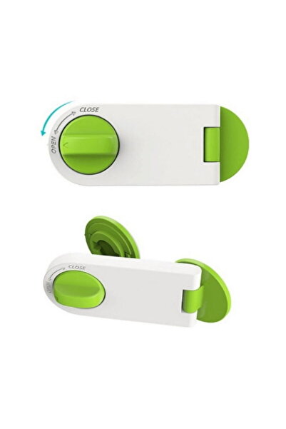 Empria Set 2 sigurante fixe pentru usi si sertare dulap, 10.6x4.15x2.2 cm, verde, protectii bebelusi