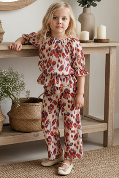 Parla Kids Girl's Floral Orange Bottom Top Set