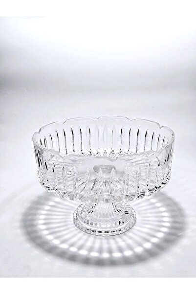 Akden Kristal Crystal Decor Lace Edge Handworked Glass Tableware Presentation Bowl
