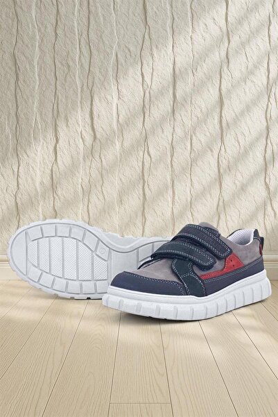 Rakerplus Genuine Leather Navy Blue Velcro Children's Casual Sports School Shoes