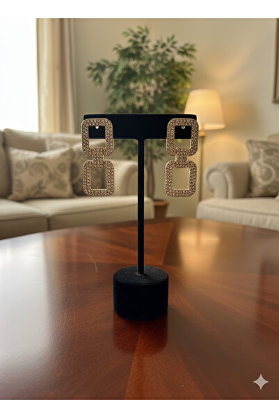 Z&T ACCESORIES أقراط مربعة من حجر الكريستال