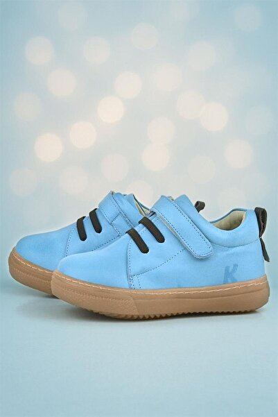 hapshoe Anatomski Prava koža Mekane plave elastične dečije cipele sa čičkom