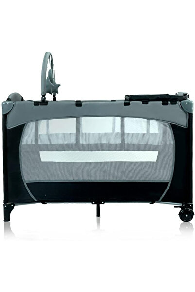 KIKIBEBE Expandable Baby Crib – Convertible Bedside Crib with Playpen & Rocking Glider (Black)