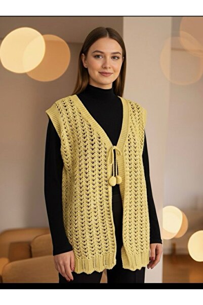 Çeyizcim Yellow Knitwear and Knitted Vest Set