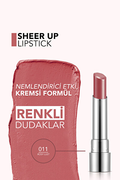 Flormar Nemlendirici Parlak Ruj (Pembe) - Sheer Up Lipstick New - 011 Rosy Lust - 8682536012096