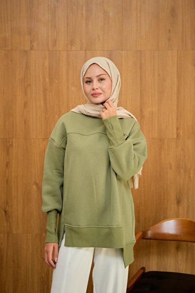 LOCCO Ön Yırtmaç Ve Parmak Detaylı Sweat Yeşil