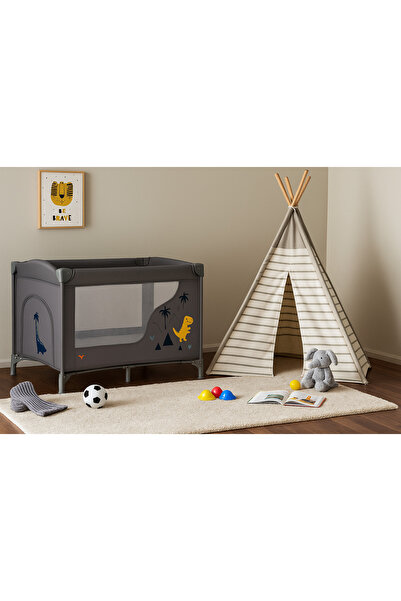 KIKIBEBE Portable Foldable Baby Crib & Playpen–Convertible, Multi-Functional, Movable Design – Grey