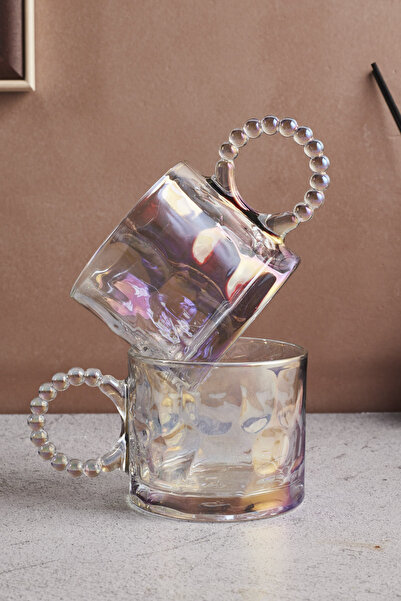 Perotti STD Ringo Stone Dream Luster مجموعة من كوبين زجاجيين سعة 325 مل بمقبض خرز