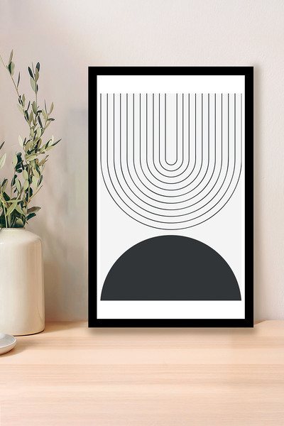 Zevahir Mobilya Dekorasyon 1 Adet Mavi Mdf Zeminli Koyu Gri Minimal Mdf Çerçeve Görünümlü Mdf Tablo